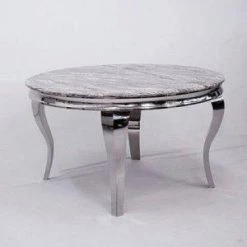 FIL Ashley Round Marble Dining Table + Majestic Velvet Dining Chair ALL DINING TABLE SET