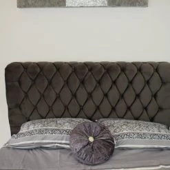 FIL Dark Knight Sleigh Plush Velvet Bed BED COLLECTION