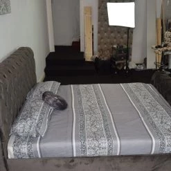 FIL Dark Knight Sleigh Plush Velvet Bed BED COLLECTION