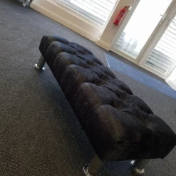 Furniture Imports LTD OTTOMAN BOXES Crushed Velvet Chesterfield FootStool With CRYSTAL DIAMONDS