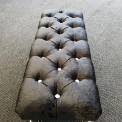 Furniture Imports LTD OTTOMAN BOXES Crushed Velvet Chesterfield FootStool With CRYSTAL DIAMONDS