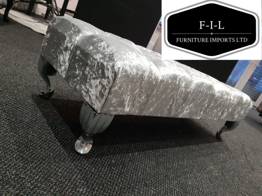 Furniture Imports LTD Crushed Velvet Chesterfield FootStool With CRYSTAL DIAMONDS Pouffe Footstool Living Room Footstool 3 Furniture Imports LTD Crushed Velvet Chesterfield FootStool With CRYSTAL DIAMONDS Pouffe Footstool Living Room Footstool