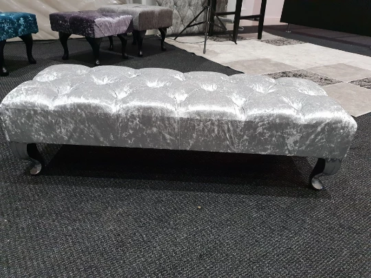 Furniture Imports LTD Crushed Velvet Chesterfield FootStool With CRYSTAL DIAMONDS Pouffe Footstool Living Room Footstool 6 Furniture Imports LTD Crushed Velvet Chesterfield FootStool With CRYSTAL DIAMONDS Pouffe Footstool Living Room Footstool