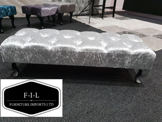 Furniture Imports LTD Crushed Velvet Chesterfield FootStool With CRYSTAL DIAMONDS Pouffe Footstool Living Room Footstool 8 Furniture Imports LTD Crushed Velvet Chesterfield FootStool With CRYSTAL DIAMONDS Pouffe Footstool Living Room Footstool