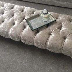 Furniture Imports LTD OTTOMAN BOXES Crushed Velvet Chesterfield FootStool With CRYSTAL DIAMONDS