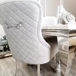 Furniture Imports LTD Kate Dining Chair ALL COLOURS With Chrome Clasp & Quilted Back