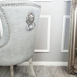 Furnish 365 Megan Leather Dining Chairs - Lion Knocker