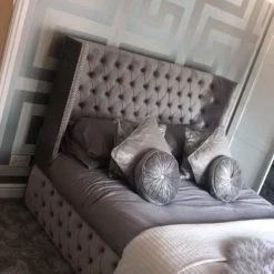 Furniture Imports LTD BED COLLECTION Luxe Curved Wingback Plush Velvet Bed 32 Furniture Imports LTD BED COLLECTION Luxe Curved Wingback Plush Velvet Bed