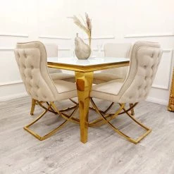 Furnish 365 Sandhurst X Leg Dining Chair In Gold DINING CHAIRS