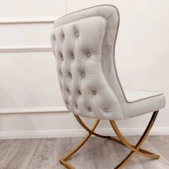 Furnish 365 Sandhurst X Leg Dining Chair In Gold DINING CHAIRS