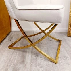 Furnish 365 Sandhurst X Leg Dining Chair In Gold DINING CHAIRS