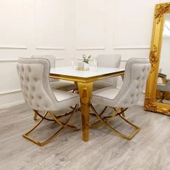 Furnish 365 Sandhurst X Leg Dining Chair In Gold DINING CHAIRS