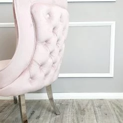 Furnish 365 DINING CHAIRS Sandhurst Dining Chair Plush Velvet - Grey - Silver - Pink
